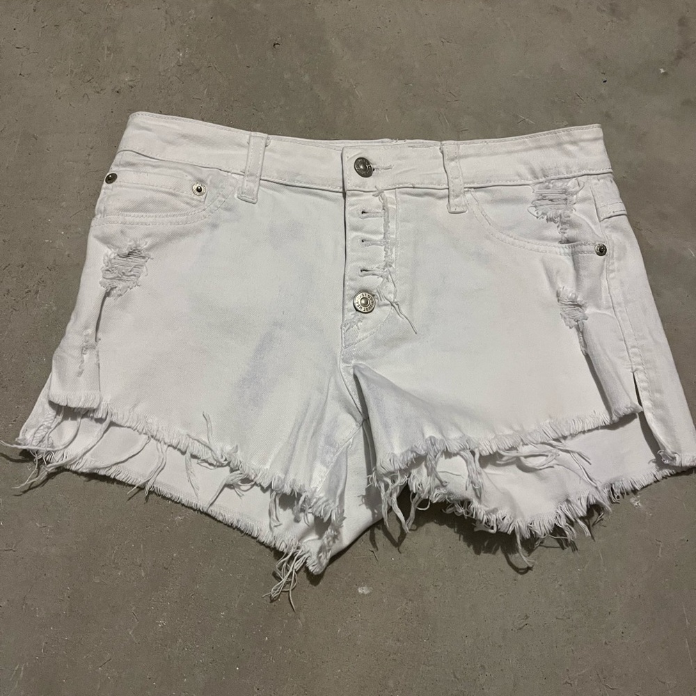 Just USA White Frayed Jean Shorts
